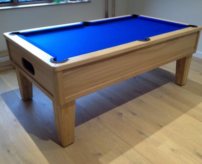 Emperor English Pool Table in Oak with Blue Cloth