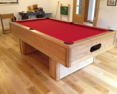 Emperor English Pool Table in Oak with Red Cloth