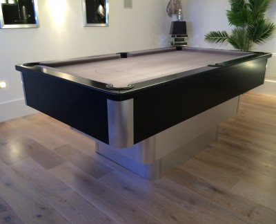 Tiered Contemporary Aluminium / Black English Pool Table - Silver Cloth