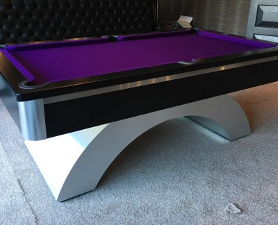 Arched-Contemporary English Pool Table - Brushed Aluminium Strip