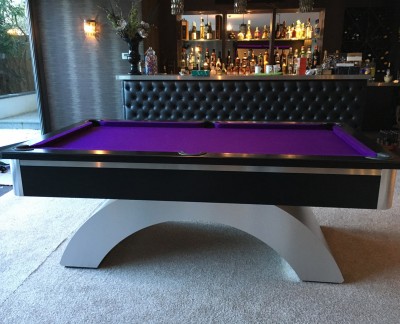 Arched Contemporary English Pool Table - Brushed Aluminium Strip