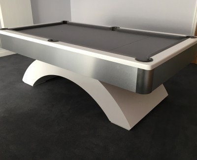 Arched Contemporary English Pool Table - 8ft with Silver Cloth