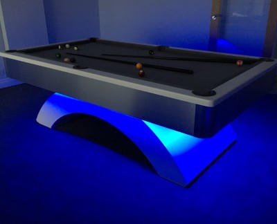 Arched Contemporary English Pool Table - 8ft with Silver Cloth