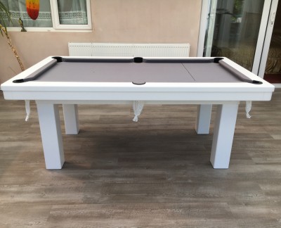 Pool Dining Table - 6ft White / Silver