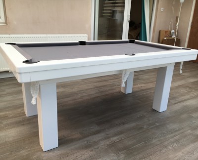 Pool Dining Table - 6ft White / Silver