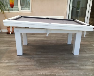 Pool Dining Table - 6ft White / Silver