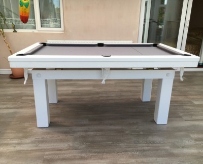 Pool Dining Table - 6ft White / Silver