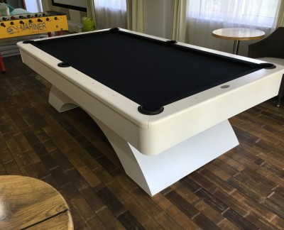 Olhausen Waterfall Pool Table in White with Black Cloth