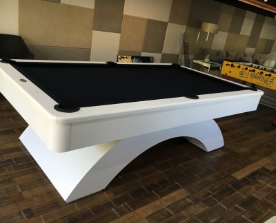 Olhausen Waterfall Pool Table in White with Black Cloth