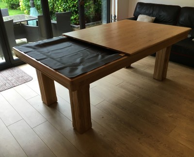 Pool Dining Table - 7ft Oak / Red