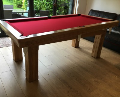 Pool Dining Table - 7ft Oak / Red