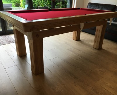 Pool Dining Table - 7ft Oak / Red