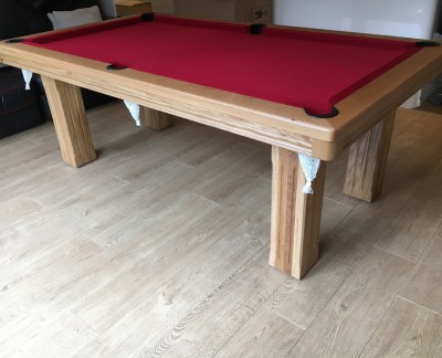 Pool Dining Table - 7ft Oak / Red