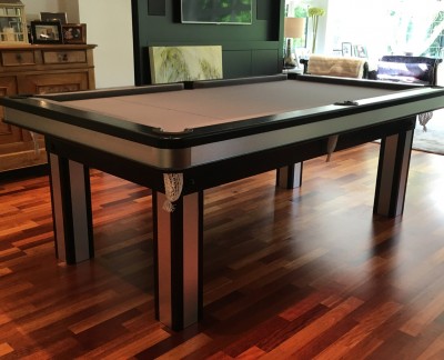 Pool Dining Table - 8ft Black / Brushed Aluminium
