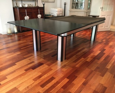 Pool Dining Table - 8ft Black / Brushed Aluminium