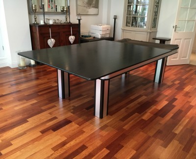 Pool Dining Table - 8ft Black / Brushed Aluminium
