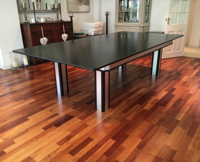 Pool Dining Table - 8ft Black / Brushed Aluminium