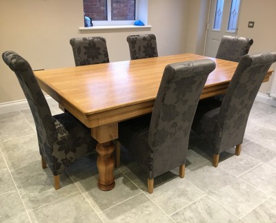 Pool Dining Table - 7ft in Oak with Tulip Leg