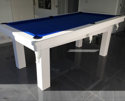 Pool Dining Table - 7ft White / Blue