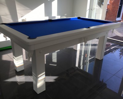 Pool Dining Table - 7ft White / Blue