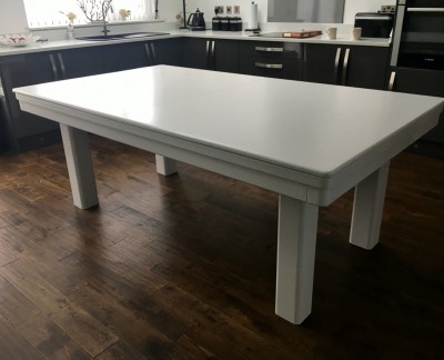 Pool Dining Table - 7ft White / Silver
