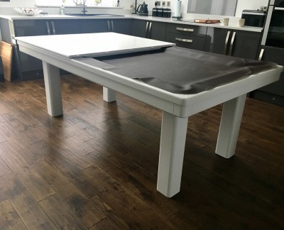 Pool Dining Table - 7ft White / Silver