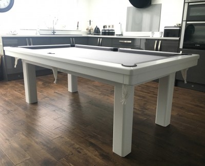 Pool Dining Table - 7ft White / Silver