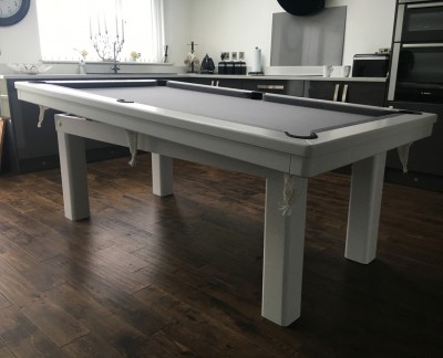 Pool Dining Table - 7ft White / Silver