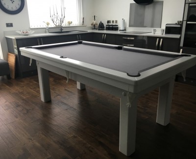 Pool Dining Table - 7ft White / Silver