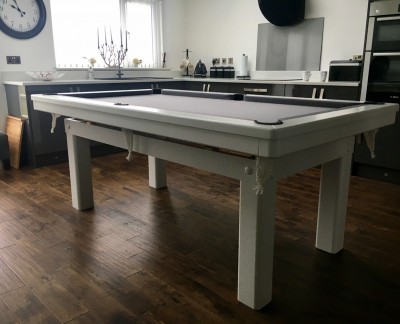 Pool Dining Table - 7ft White / Silver