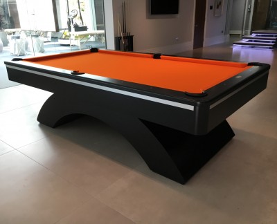 Olhausen Waterfall Pool Table in Black with Orange Cloth