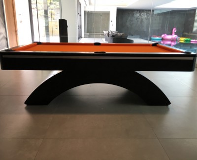 Olhausen Waterfall Pool Table in Black with Orange Cloth