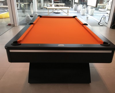 Olhausen Waterfall Pool Table in Black with Orange Cloth