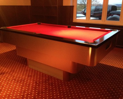 Tiered Contemporary English Pool Table - Burgundy Cloth