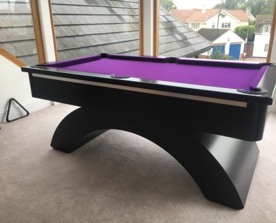 Arched Contemporary English 6ft Pool Table - Black / Purple
