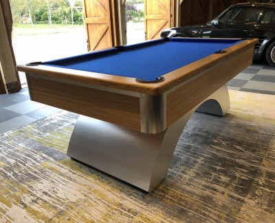 Arched Contemporary English Pool Table - Brushed Aluminium / Oak