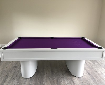 Oval Pedestal Contemporary English Pool Table - Purple Cloth