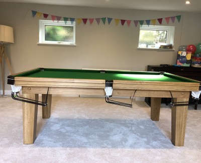 Royal 7' x 3' 6" Snooker Table with Tapered Legs and Green Cloth
