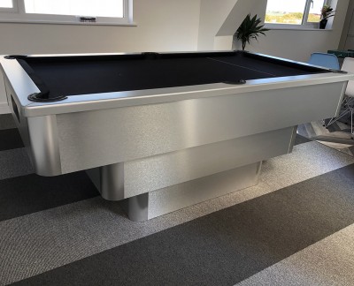 Tiered Contemporary English Pool Table - Silver Cushion Rail