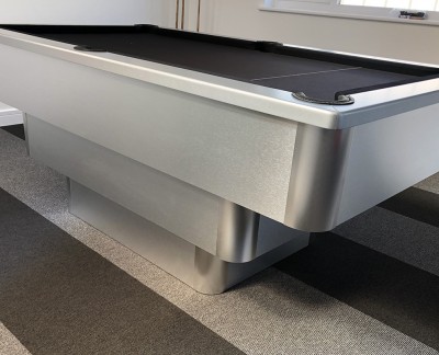 Tiered Contemporary English Pool Table - Silver Cushion Rail