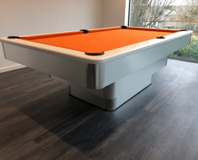 Olhausen Maxim Pool Table - Brushed Aluminium and Orange Cloth