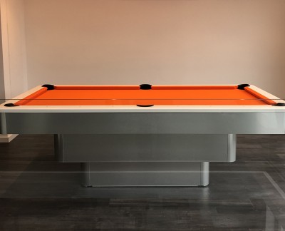 Olhausen Maxim Pool Table - Brushed Aluminium and Orange Cloth