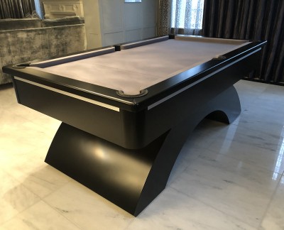 Arched-Contemporary English Pool Table in Black with Metal Insert