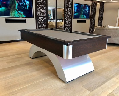 Arched Contemporary English Pool Table - Dark Oak Cushion Rail and Apron