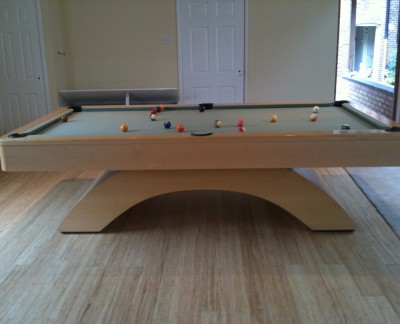 Olhausen Waterfall Pool Table in Wood Finish with Sage Cloth